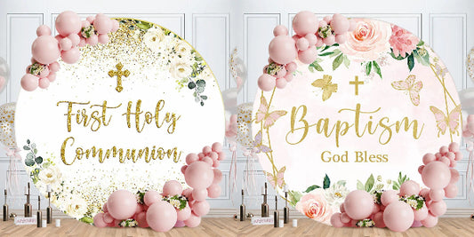 Elegant God Blessing And Grace Baptism Backdrops For Baby