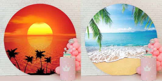 Let's Meet The Beach Sun And Sunset With Summer Backdrop
