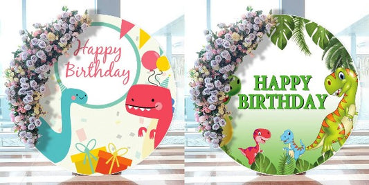 Have A Happy Birthday Party In The World Of Dinosaur Cartoon Backdrops