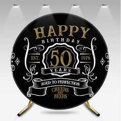 Gold And White Happy 50th Years Birthday Black Backdrop