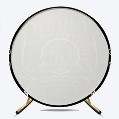 Gold And White Happy 50th Years Birthday Black Backdrop