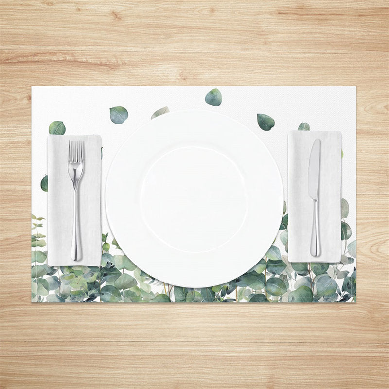 Aperturee - Float Greenery Leaf Spring Dining Set Of 4 Placemats