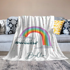 Aperturee - Colorful Rainbow Little Sweetie Custom Name Blanket