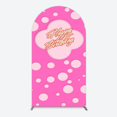 Aperturee - Aperturee Hot Pink Dots Girls Happy Birthday Arch Backdrop