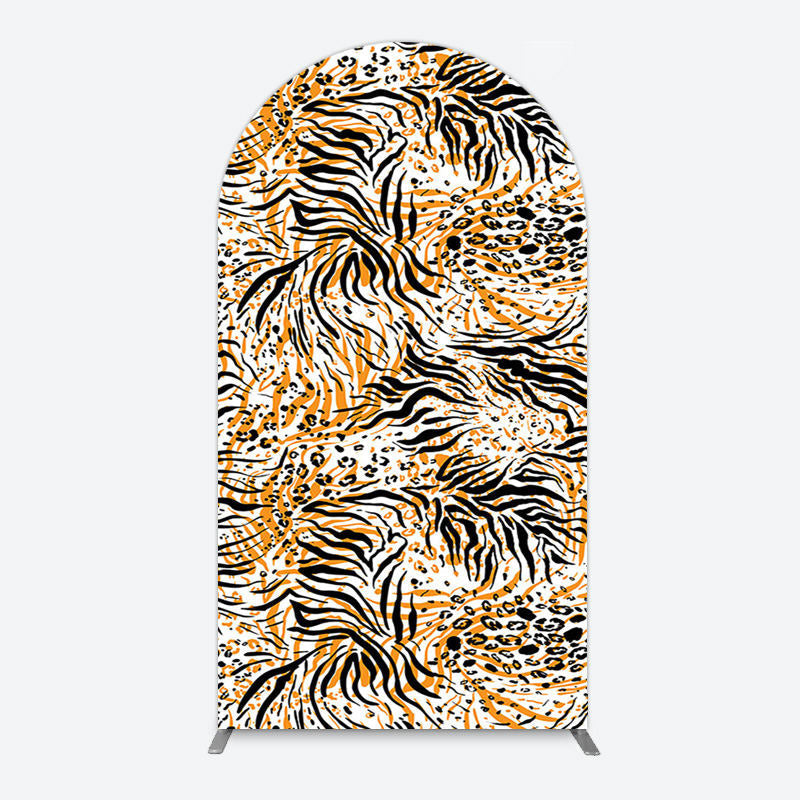 Aperturee - Aperturee Abstract Leopard Zebra Print Birthday Arch Backdrop