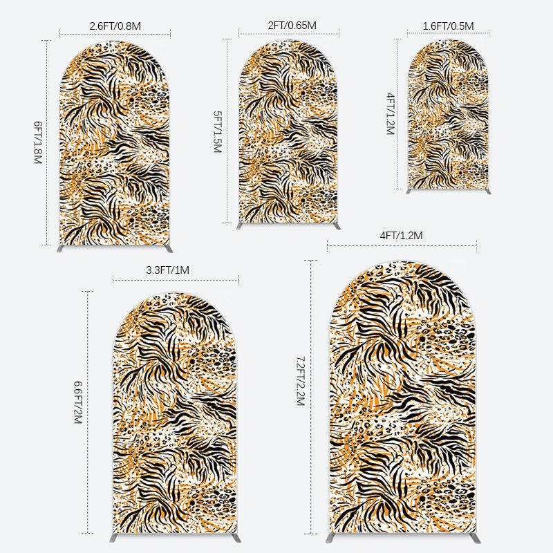 Aperturee - Aperturee Abstract Leopard Zebra Print Birthday Arch Backdrop