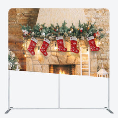 Aperturee - Aperturee Indoor Warm Fireplace Christmas Pillow Case Backdrop
