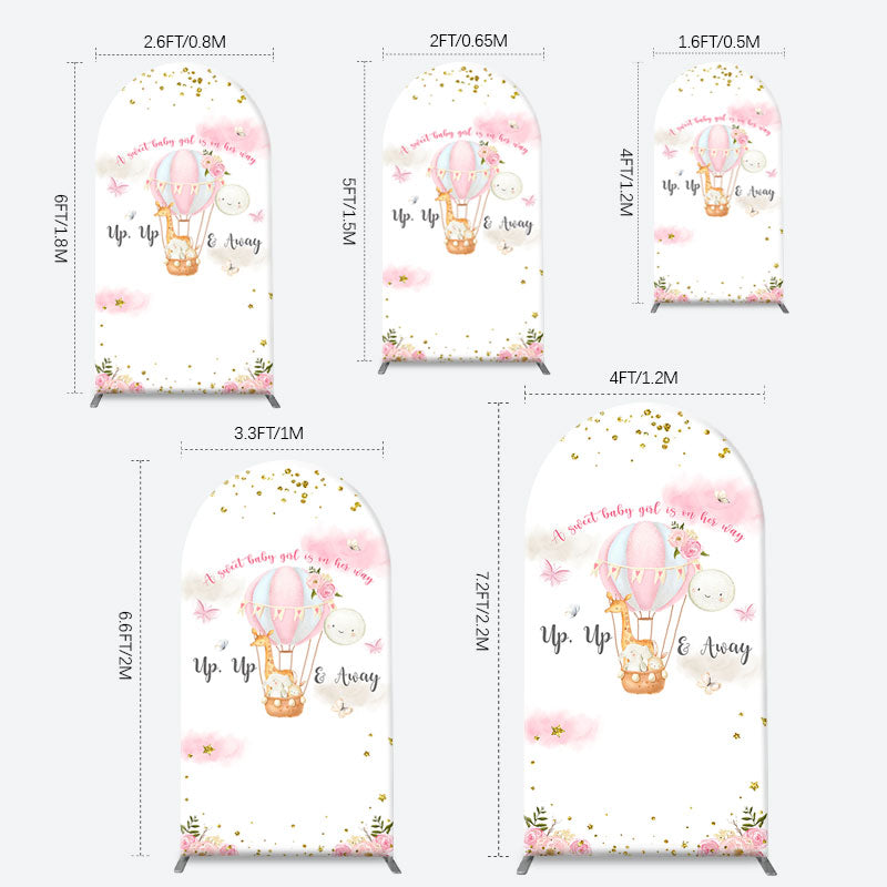 Aperturee - Floral Animals Up Up Away Arch Baby Shower Backdrop