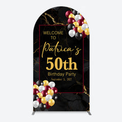 Aperturee - Aperturee Black Gold Marble Balloon 50th Birthday Arch Backdrop