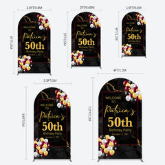 Aperturee - Aperturee Black Gold Marble Balloon 50th Birthday Arch Backdrop