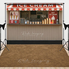 Aperturee - Aperturee Ice Cream Dessert Shop Brown Rug Combo Set Backdrop