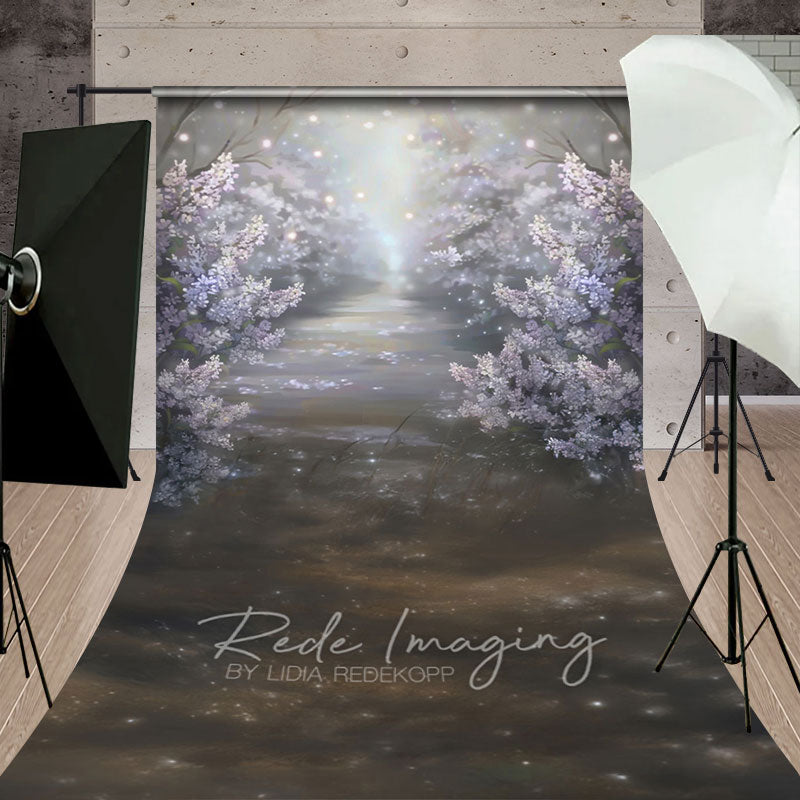 Aperturee - Aperturee Foggy Pink Misty Blossoms Garden Photo Sweep Backdrop