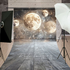 Aperturee - Aperturee Gold Sparkle Grey Full Moon Fine Art Sweep Backdrop