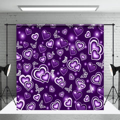 Aperturee - Purple Butterfly Hearts Starlight Party Backdrop