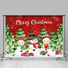 Aperturee - Aperturee Merry Christmas Cartoon Snowman Photo Backdrop