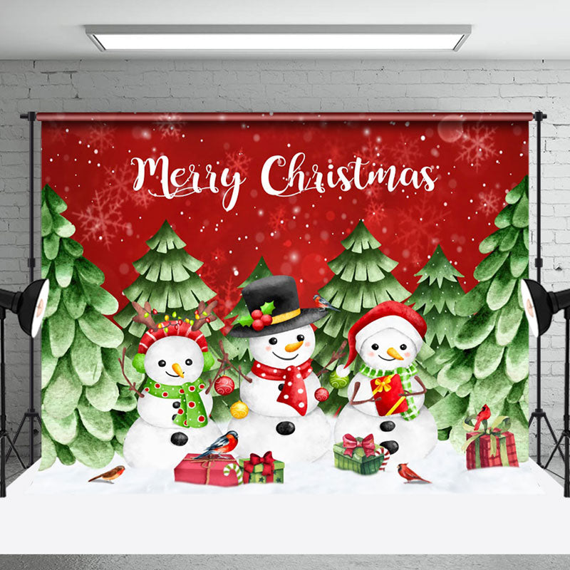 Aperturee - Aperturee Merry Christmas Cartoon Snowman Photo Backdrop
