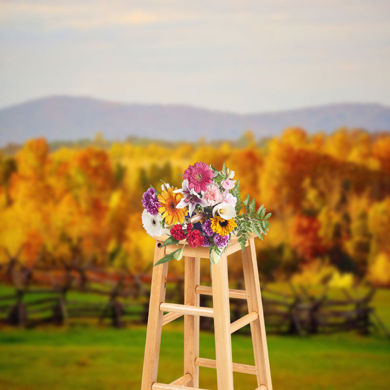Aperturee - Golden Yellow Woods Autumn Outdoor Natural Backdrop