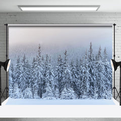 Aperturee - Endless Pine Forest In The Snow Backdrop For Photo
