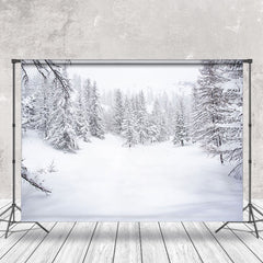 Aperturee - Winter Pines And White Sky Photography Backdrop