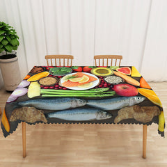 Aperturee Modern Kitchen Tablecloth with Colorful Vegetable Pattern, for Farmhouse Dining and Healthy Eating Decor