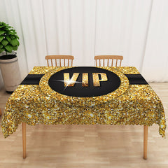 Aperturee Elegant Black and Gold Glitter Tablecloth, Modern Sparkle Decor for Birthday, Anniversary, or Holiday Party