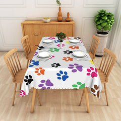 Aperturee Colorful Dog Paw Print Tablecloth for Kids Birthday, Fun Pet Themed Party Supplies and Decorations
