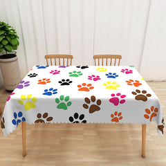 Aperturee Colorful Dog Paw Print Tablecloth for Kids Birthday, Fun Pet Themed Party Supplies and Decorations