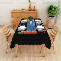 Aperturee Periodic Table of Elements Tablecloth on Black, for Science Themed Party, Classroom, or Chemistry Student