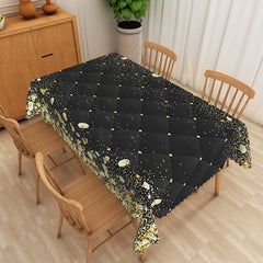 Aperturee Art Deco Tablecloth with Black, White, and Gold Rhombus Pattern, for Elegant 1920s Themed Party Decor