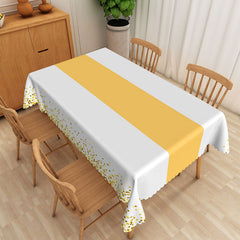 Aperturee Cheerful Polka Dot Tablecloth with Yellow and Gold Dots on White, for Birthday Party or Summer Decor