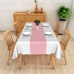 Aperturee Modern Pink and White Stripe Tablecloth, for Girls Birthday, Baby Shower, or Bridal Shower Party Decor