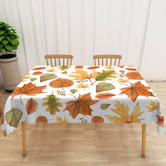 Aperturee Rustic Autumn Tablecloth with Withered Fall Leaves Pattern, for Thanksgiving and Seasonal Dining Decor