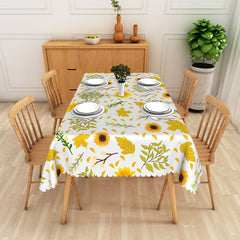 Aperturee Modern Sunflower Tablecloth with Yellow Floral Pattern, for Farmhouse Kitchen, Summer, or Fall Decor