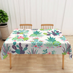 Aperturee Colorful Cactus and Floral Tablecloth, for Fiesta, Cinco de Mayo, or Southwest Desert Themed Party