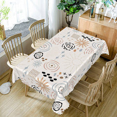 Aperturee Bohemian Abstract Tablecloth with Spirals and Speckles, for Eclectic and Artistic Dining Room Decor