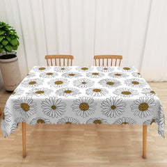 Aperturee Rustic Daisy Tablecloth with Yellow and White Flowers, for Farmhouse Kitchen and Spring Country Decor