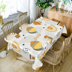 Aperturee Yellow Prickly Pear Cactus Tablecloth on White, for Southwest and Desert Themed Kitchen Decor