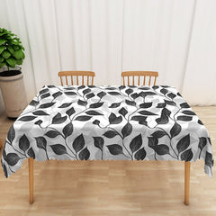 Aperturee Modern Black and White Leaf Tablecloth, for Minimalist Botanical and Contemporary Dining Room Decor