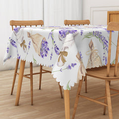 Aperturee Fresh Spring Lavender Tablecloth in Purple, for Garden Party, Wedding, or French Country Themed Decor