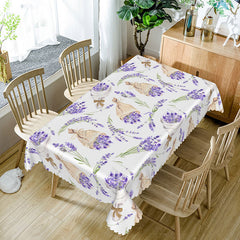 Aperturee Fresh Spring Lavender Tablecloth in Purple, for Garden Party, Wedding, or French Country Themed Decor
