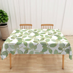 Aperturee Boho Spring Tablecloth with Green and Gold Leaves, Elegant Botanical Decor for Wedding or Party