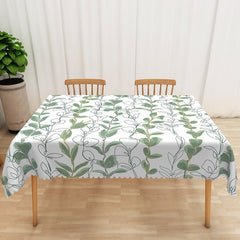 Aperturee Boho Spring Tablecloth with Green and Gold Vines, for Elegant Botanical Wedding and Party Decorations