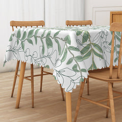 Aperturee Boho Spring Tablecloth with Green and Gold Vines, for Elegant Botanical Wedding and Party Decorations