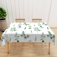 Aperturee Fresh Boho Spring Tablecloth with Green Leaves, for Botanical Themed Wedding or Baby Shower Decor