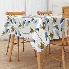 Aperturee Simple Autumn Leaves Tablecloth in Dark Colors, for Moody Fall and Thanksgiving Dining Table Decor