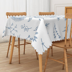 Aperturee Elegant Artistic Tablecloth with Botanical Plant Paintings, for Fine Art and Nature Inspired Decor
