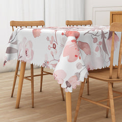 Aperturee Sweet Spring Vibe Tablecloth with Painted Flowers, for Artistic Garden Party and Cheerful Dining Decor