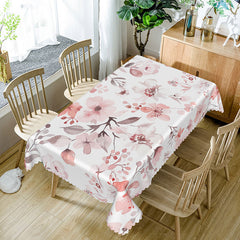Aperturee Sweet Spring Vibe Tablecloth with Painted Flowers, for Artistic Garden Party and Cheerful Dining Decor