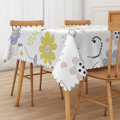 Aperturee Fresh Spring Tablecloth with Colorful Flowers, for Vibrant Garden Party and Easter Holiday Decorations