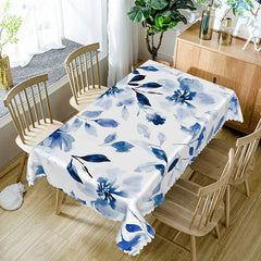Aperturee Elegant Tablecloth with Chinese Ink Wash Painting of Flowers, for Asian Inspired and Zen Dining Decor
